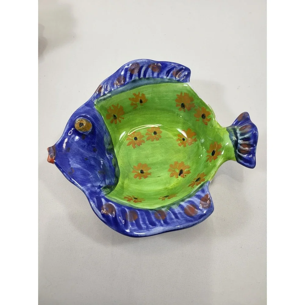 Ciao Italya Bellini Clam Shell Fish Bowl Set Hand Painted Italian Coastal Decor,